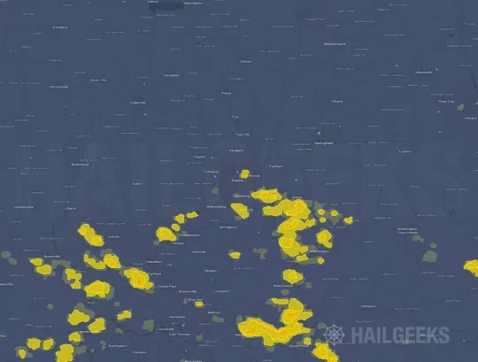 Hail map for Dayton, OH