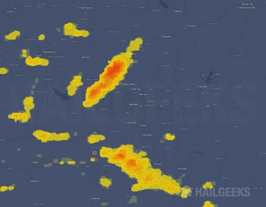 Hail map for Wichita, KS