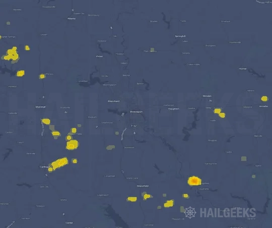 Hail map for Shreveport, LA