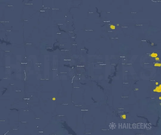 Hail map for Shreveport, LA