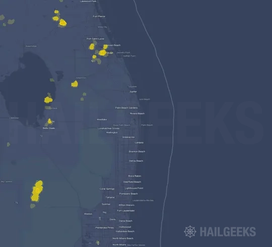 Hail map for West Palm Beach, FL
