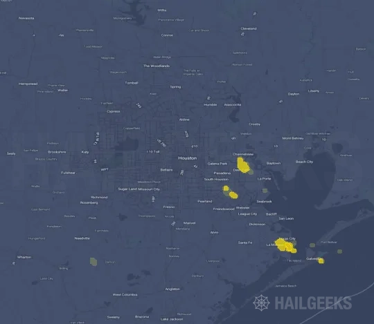 Hail map for Houston, TX