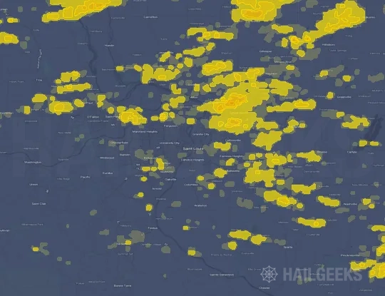 Hail map for Saint Louis, MO