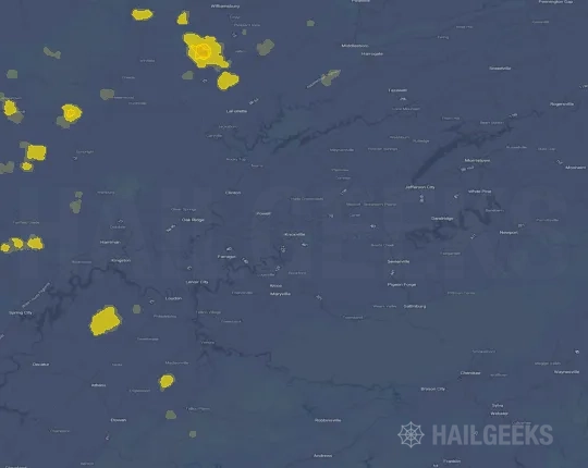 Hail map for Knoxville, TN