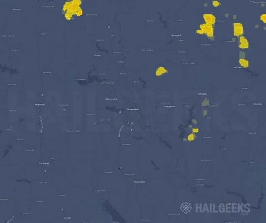Hail map for Shreveport, LA