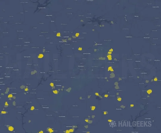Hail map for Anniston, AL