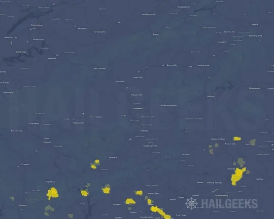 Hail map for Asheville, NC
