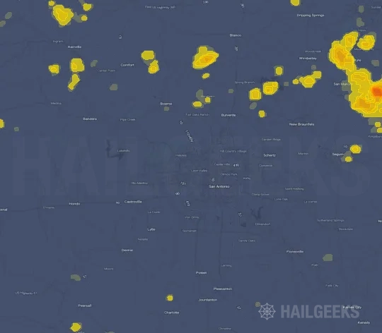 Hail map for San Antonio, TX