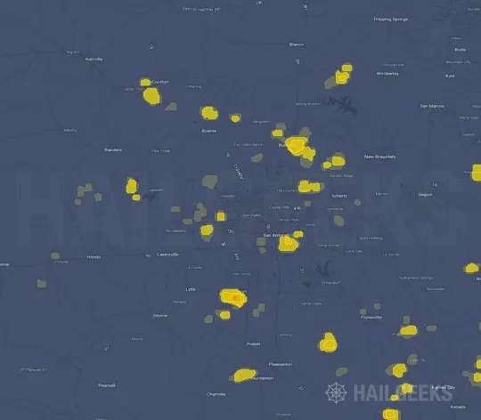 Hail map for San Antonio, TX