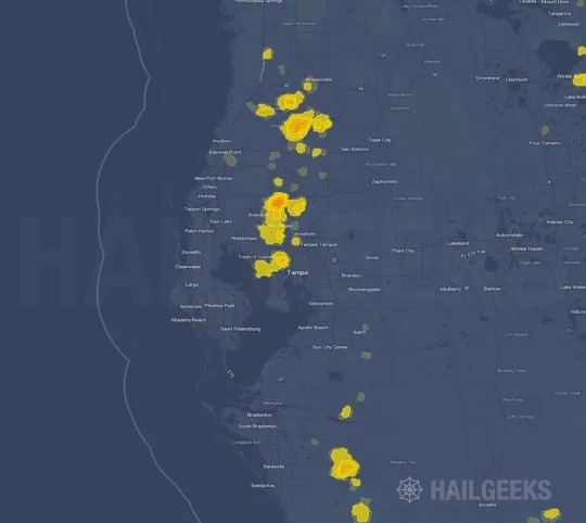 Hail map for Tampa, FL on Jun 28, 2022