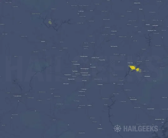 Hail map for Birmingham, AL