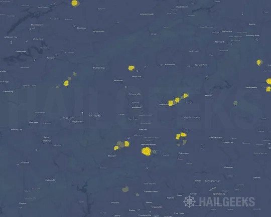 Hail map for Asheville, NC