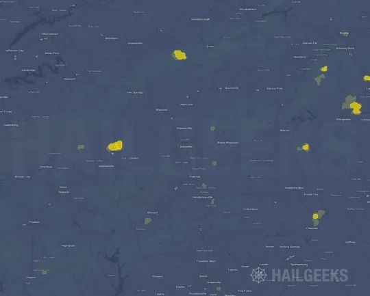 Hail map for Asheville, NC