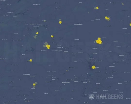 Hail map for Hickory, NC