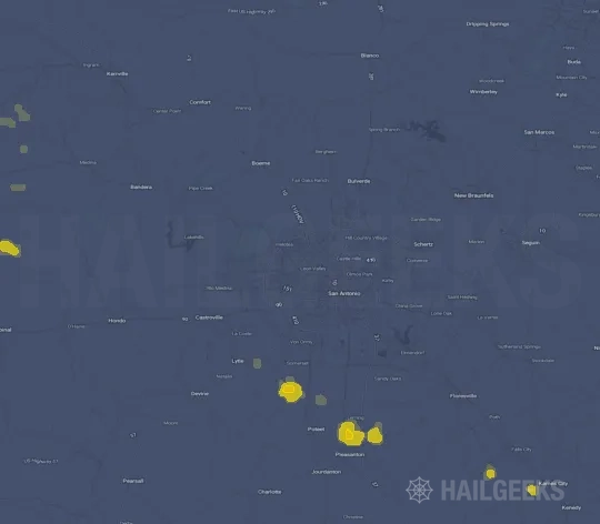 Hail map for San Antonio, TX