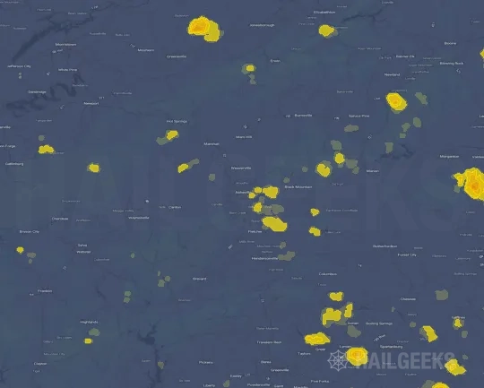 Hail map for Asheville, NC