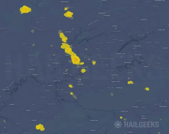 Hail map for Knoxville, TN