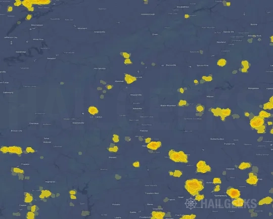 Hail map for Asheville, NC