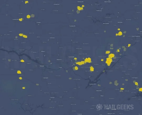 Hail map for Huntsville, AL