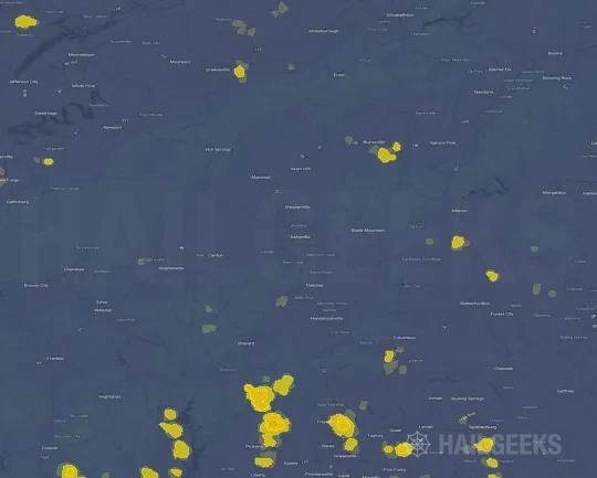Hail map for Asheville, NC
