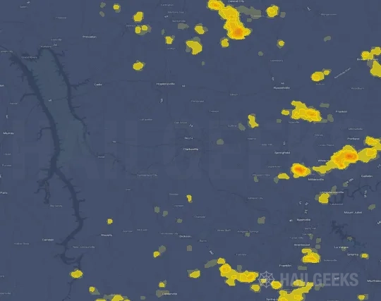 Hail map for Clarksville, TN