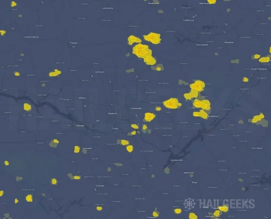Hail map for Huntsville, AL