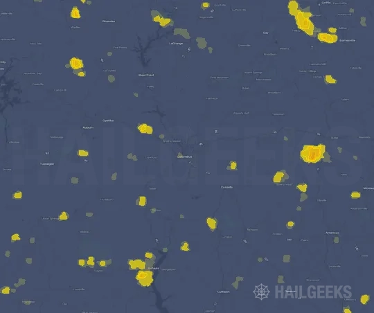 Hail map for Columbus, GA
