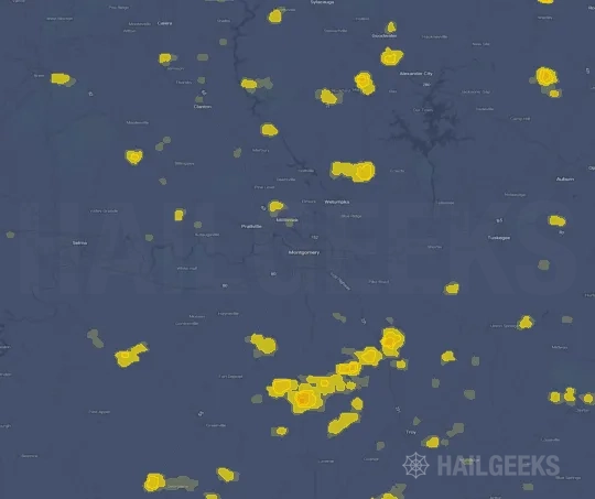 Hail map for Montgomery, AL