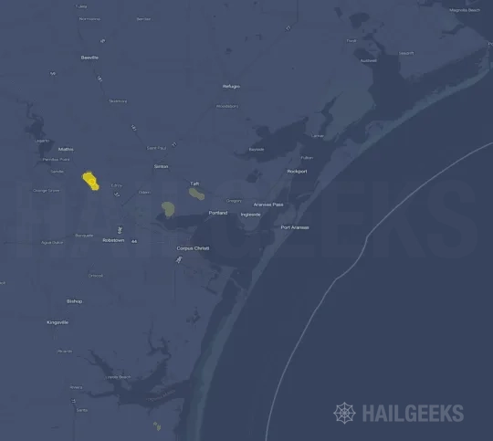 Hail map for Corpus Christi, TX on Jul 9, 2022