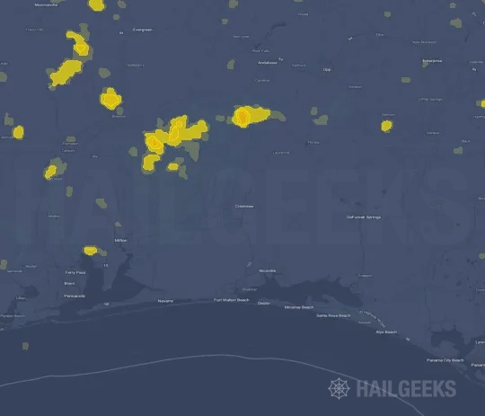Hail map for Crestview, FL