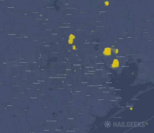 Hail map for Houston, TX