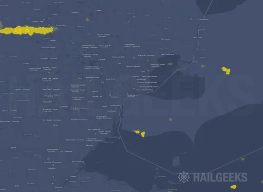 Hail map for Detroit, MI