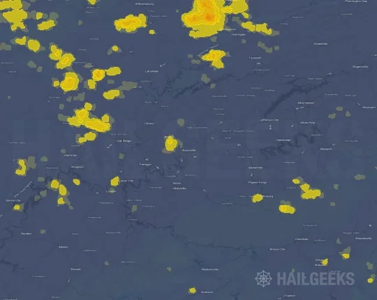 Hail map for Knoxville, TN