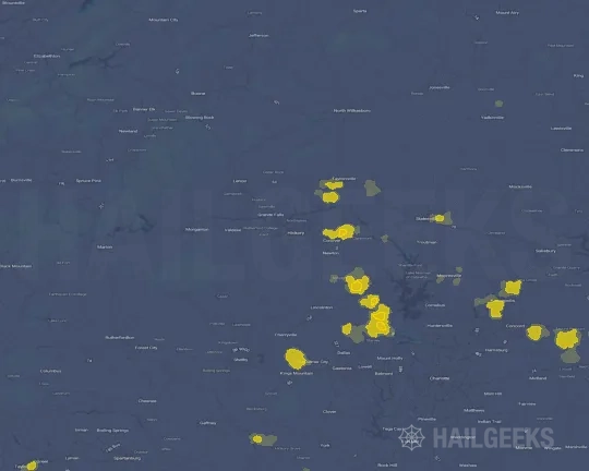 Hail map for Hickory, NC