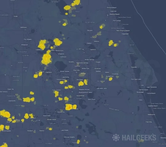 Hail map for Orlando, FL