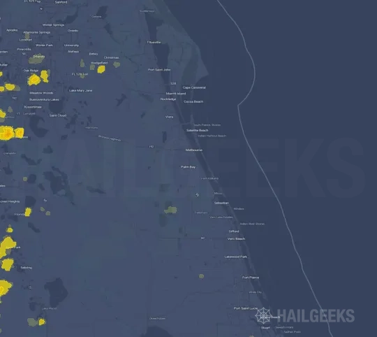 Hail map for Palm Bay, FL