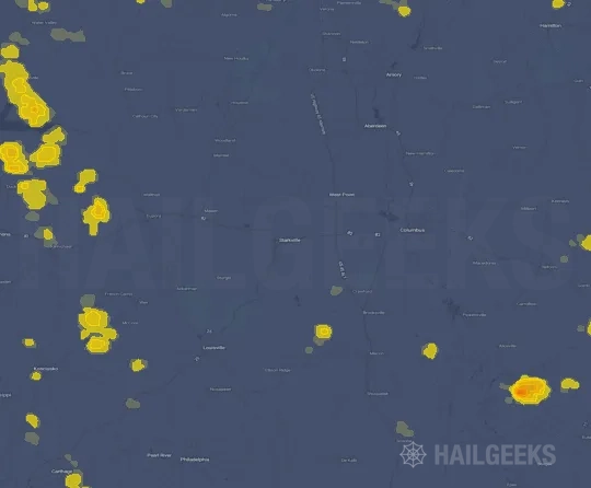 Hail map for Starkville, MS