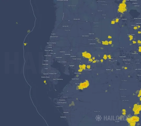 Hail map for Tampa, FL