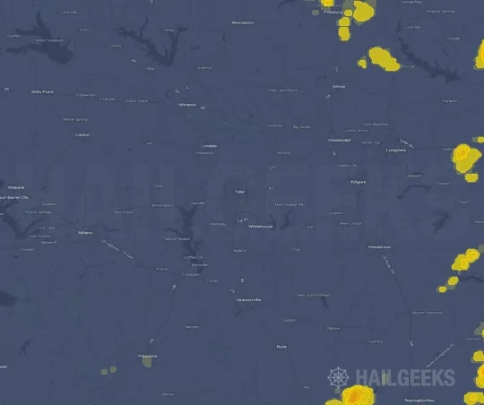 Hail map for Tyler, TX
