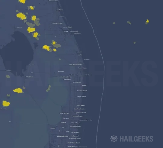 Hail map for West Palm Beach, FL