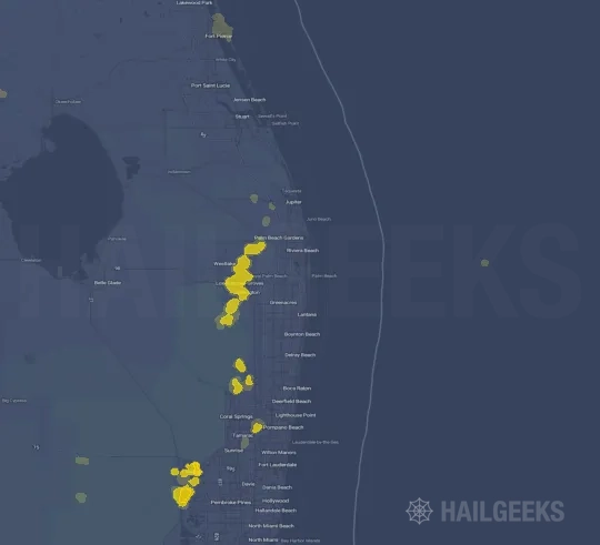 Hail map for West Palm Beach, FL