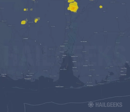 Hail map for Mobile, AL