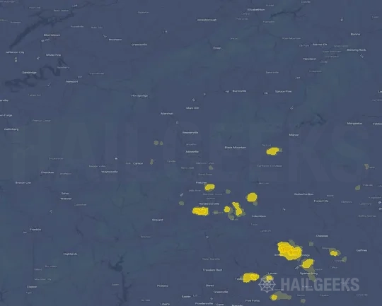 Hail map for Asheville, NC
