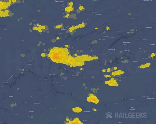 Hail map for Knoxville, TN