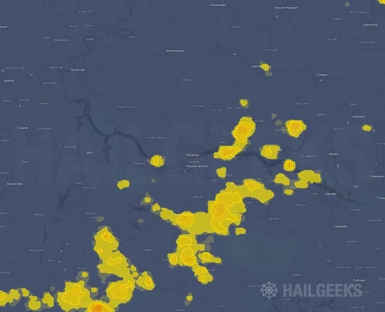 Hail map for Florence, AL