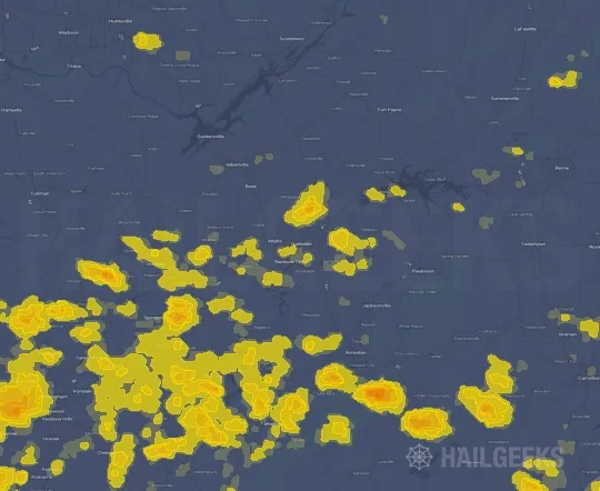 Hail map for Gadsden, AL