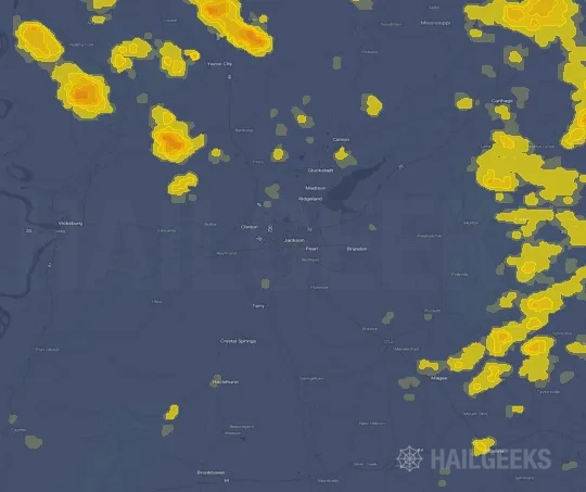Hail map for Jackson, MS
