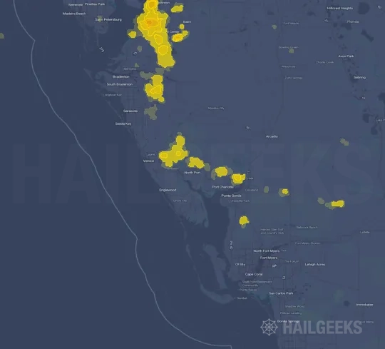 Hail map for North Port, FL