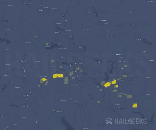 Hail map for Shreveport, LA