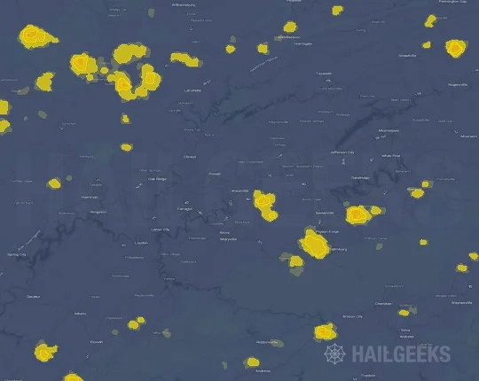 Hail map for Knoxville, TN